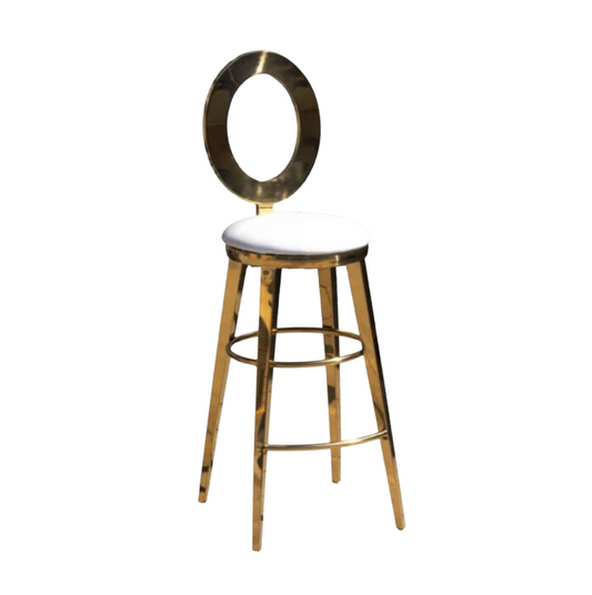 Gold Oracle Barstool White Vinyl