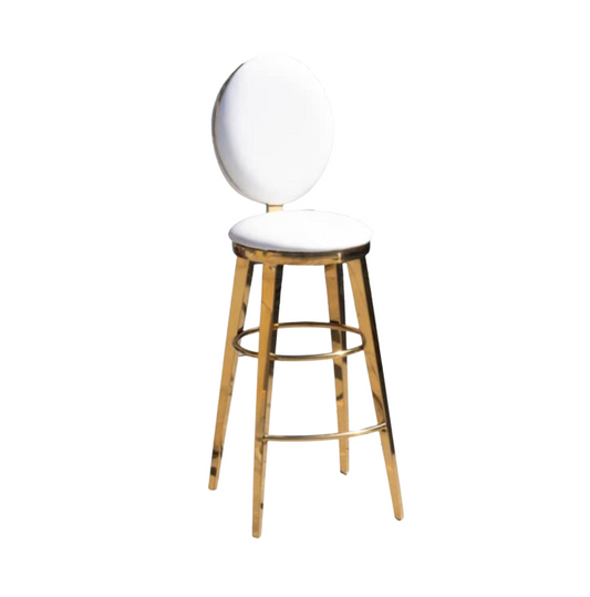 Gold Oracle Barstool White Vinyl Full