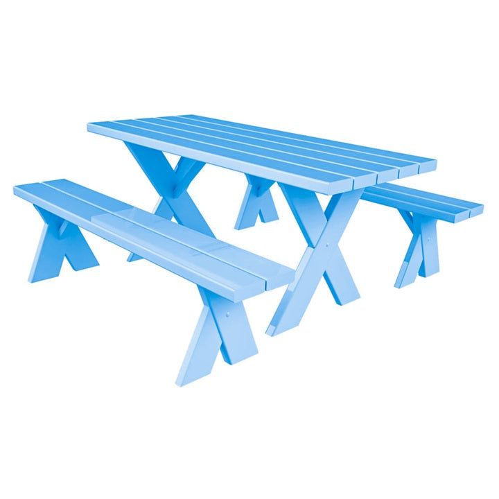 6 ft. Sky Blue Picnic Table with Benches