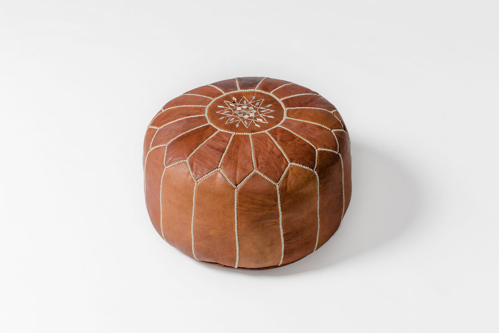 Tan Moroccan Pouf