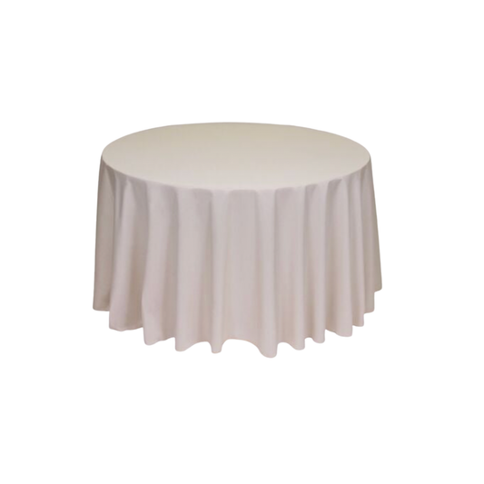 Tan Polyester 132" Round Tablecloth Linen