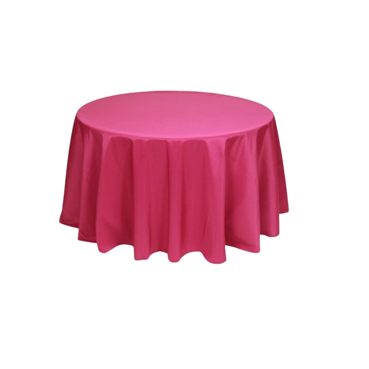 Raspberry Polyester 96" Round Tablecloth Linen
