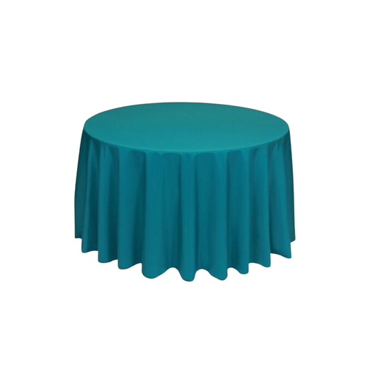 Teal Polyester 132" Round Tablecloth Linen