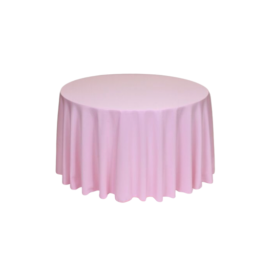 Light Pink Polyester 96" Round Tablecloth Linen