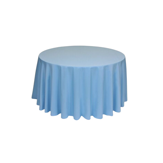 Light Blue Polyester 96" Round Tablecloth Linen