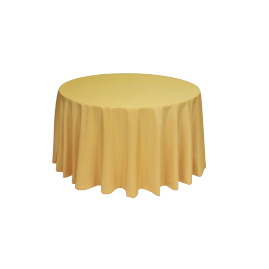 Gold Polyester 96" Round Tablecloth Linen