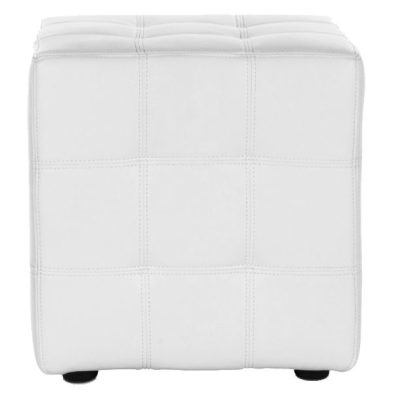 White Square Leather Ottoman