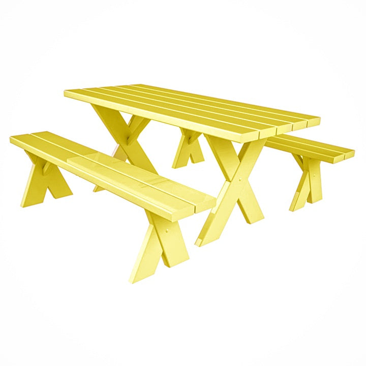 6 ft. Yellow Picnic Table with Benches