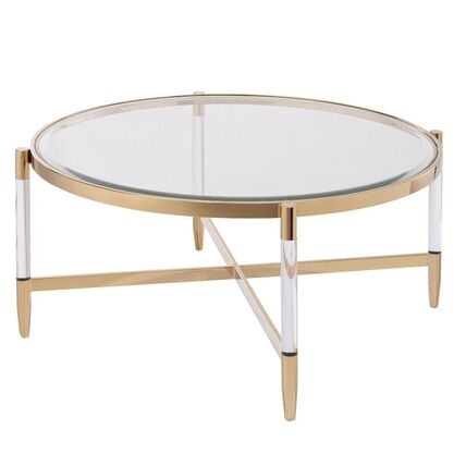 Lucite & Brass Coffee Table