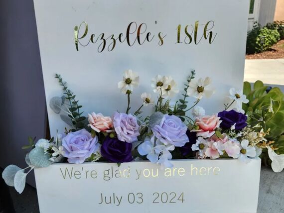 Welcome Flower Box - Custom Vinyl