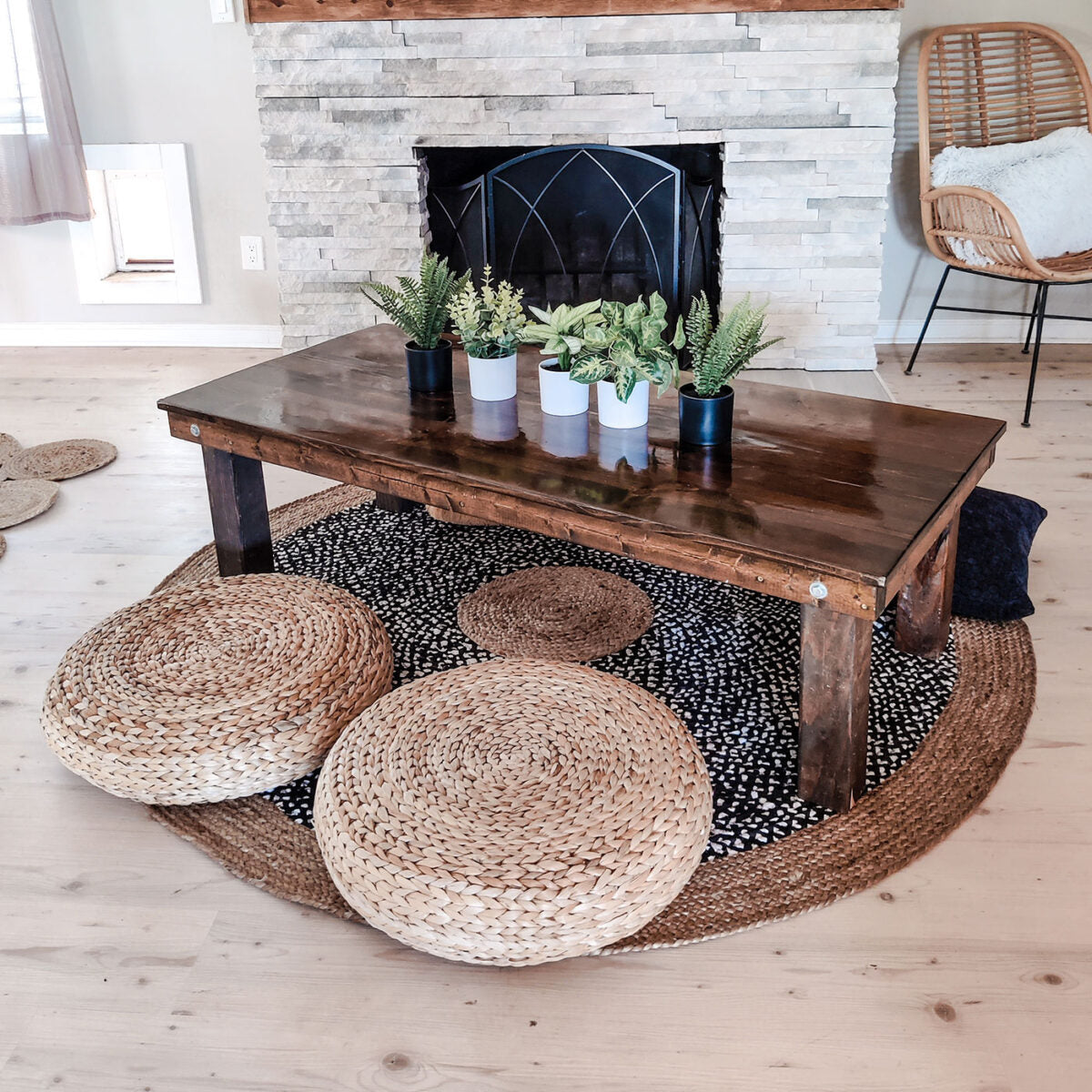 Large Rattan Floor Pillow