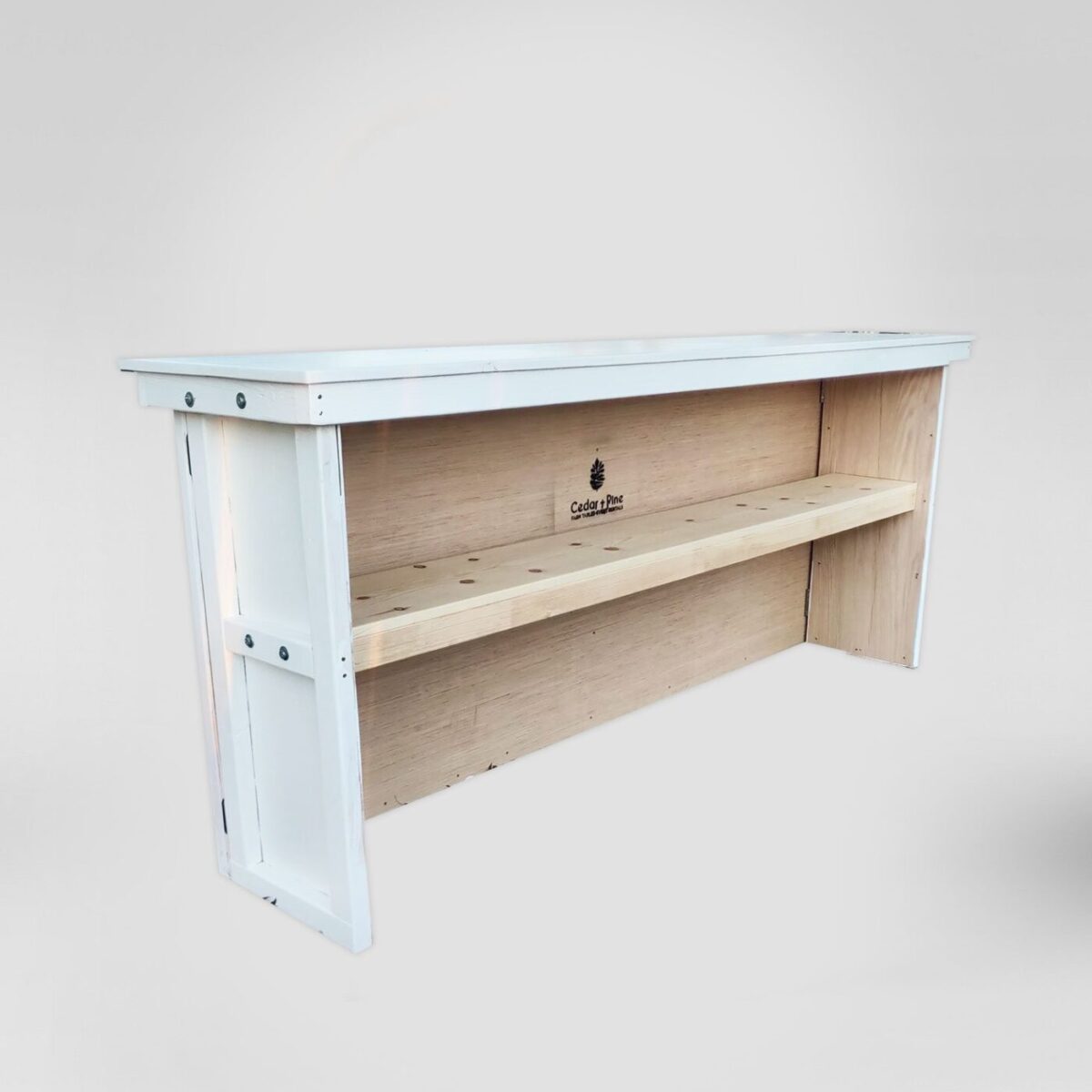 8' White Slatted Bar