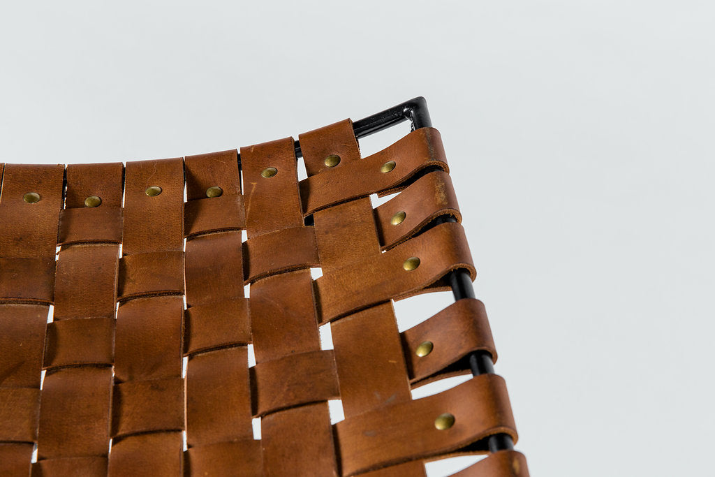 Black Woven Leather Stool
