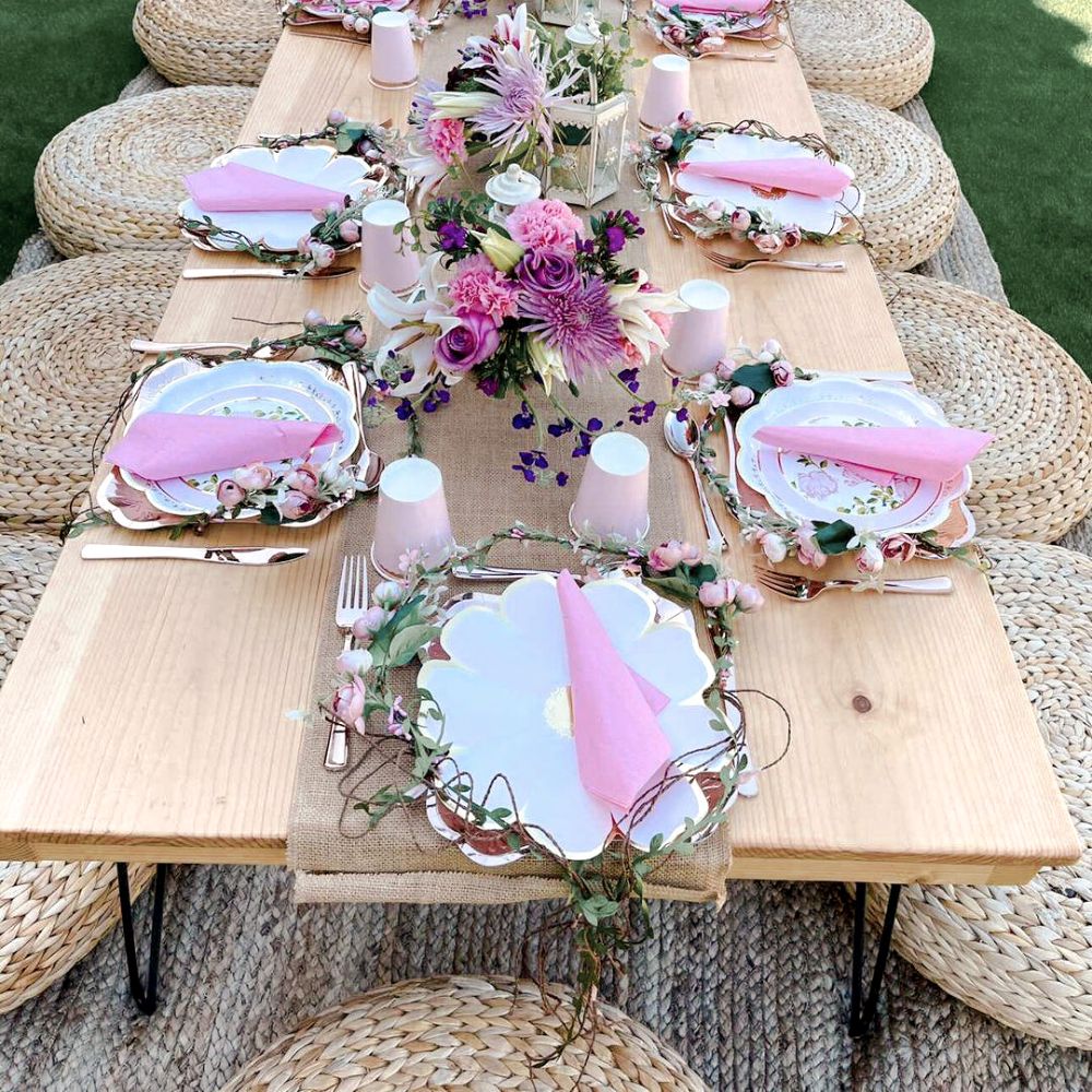 8' Hairpin Honey Coffee Table