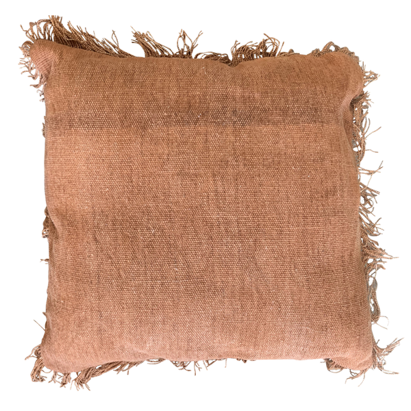 Rust Fringe Woven Pillow