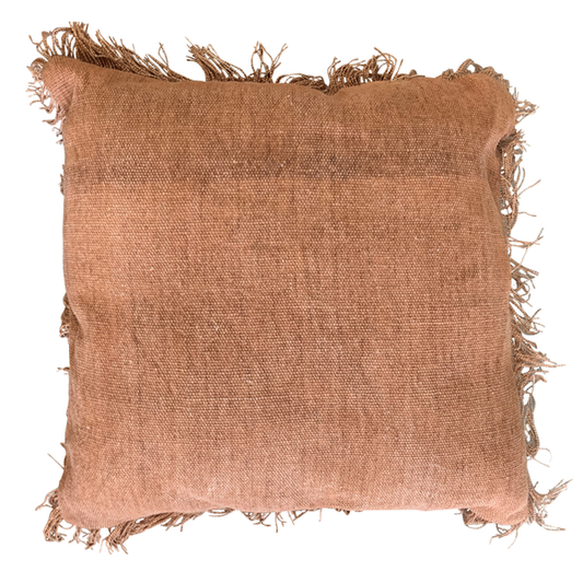 Rust Fringe Woven Pillow