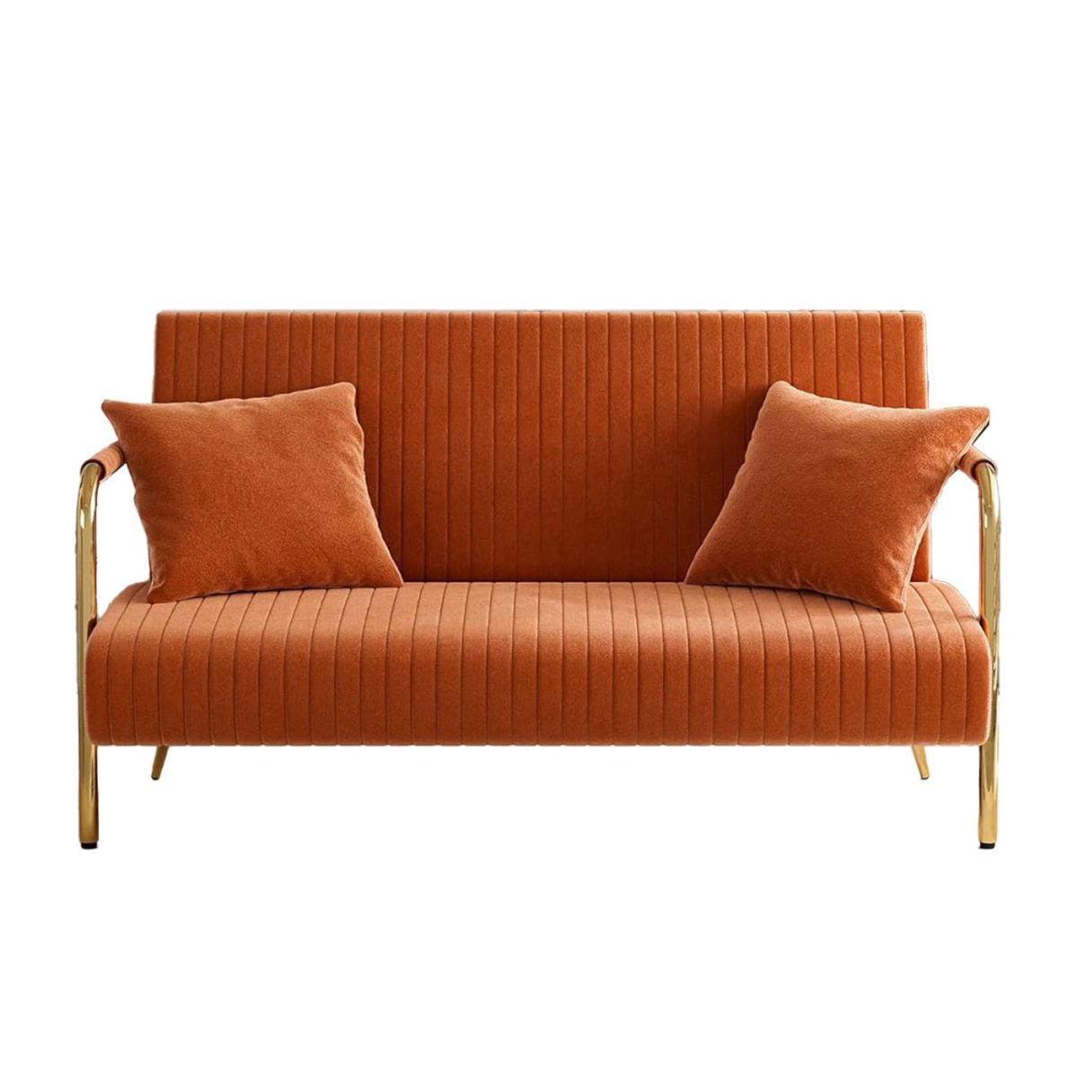 Burnt Orange Ribbed Love Seat