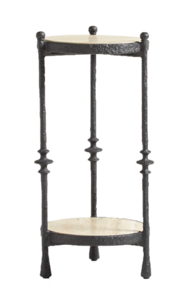 Estate Travertine and Metal Drink Table