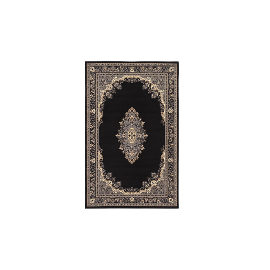 7'1" x 10' Black & Gold Area Rug