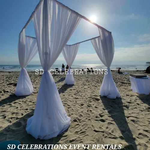 Pipe & Drape Chuppah, White Chiffon Curtains