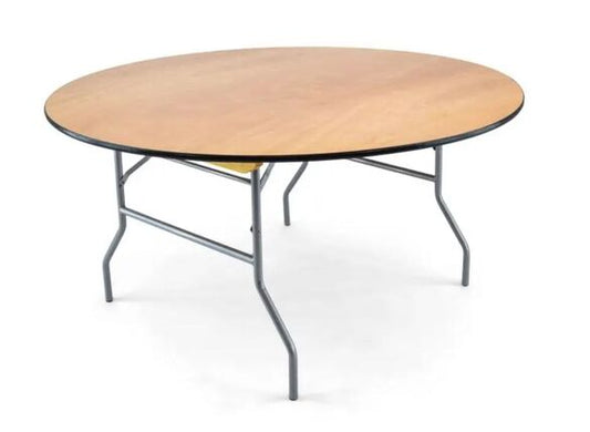 72" Round Wood Folding Table (6 Ft. Round Table)
