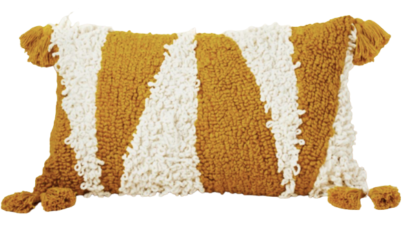 Gold Geometric Shag Lumar Pillow