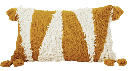 Gold Geometric Shag Lumar Pillow