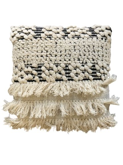 B&W Shag Detailed Pillows