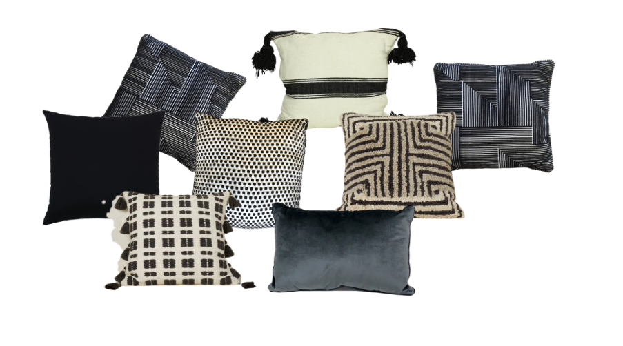 Black, White & Greys Patterns Pillow Grouping