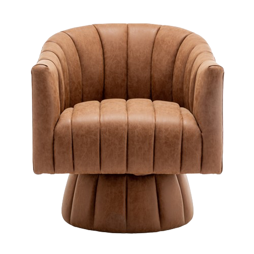 Cider Leather Barrel Chair