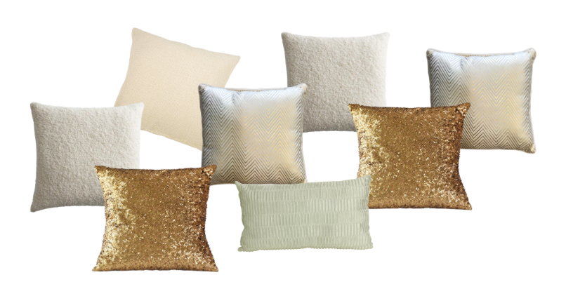 White & Gold Glam Pillow Grouping