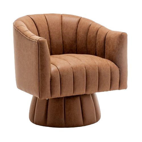 Cider Leather Barrel Chair