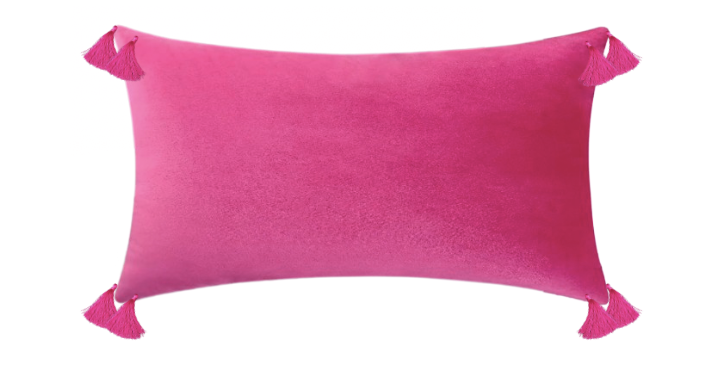 Pink Tassel Velvet Lumbar Pillow