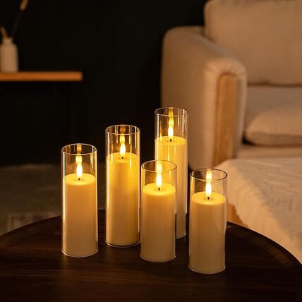 5 PACK Clear LED Candles - (Battery operated)