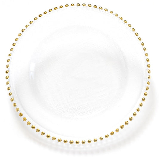 Glass Gold Beaded Charger 13″