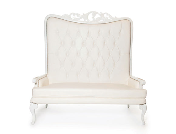 Tiffany Love Seat Off-White With White Frame