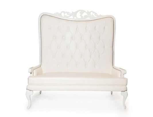 Tiffany Love Seat Off-White With White Frame