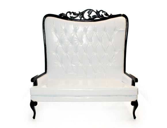Tiffany Love Seat White With Black Frame
