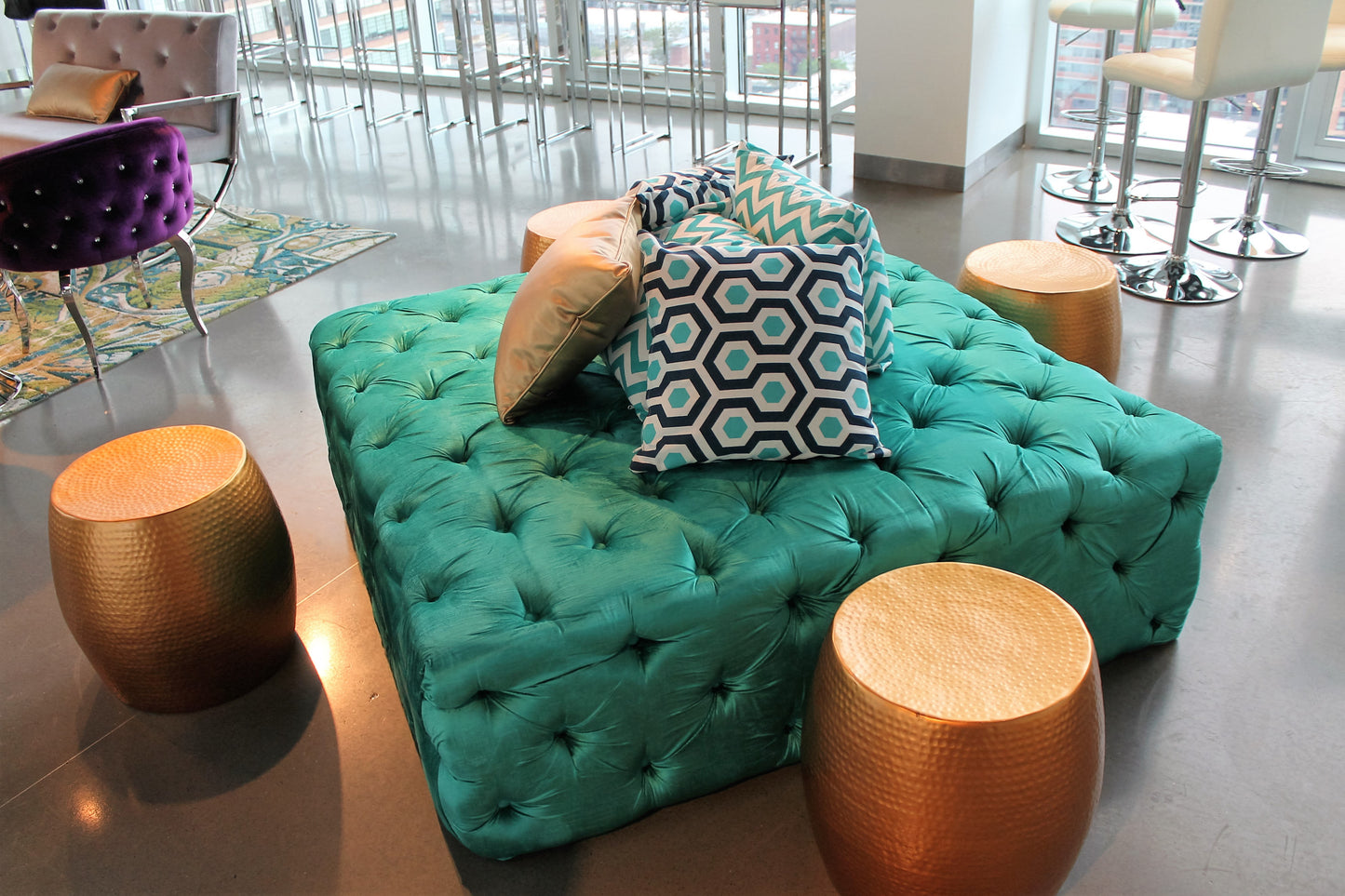 Pop Hammered Stool/Side Table Gold