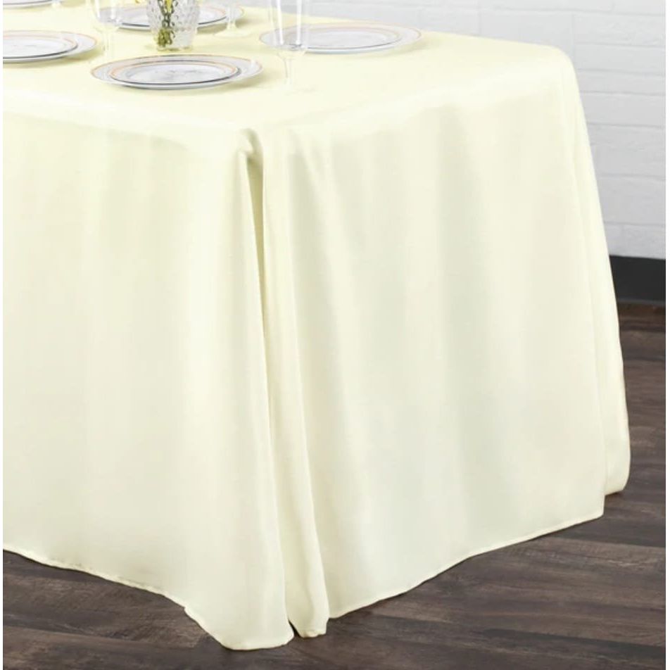 90'' x 132''  Rectangular Polyester Tablecloth – Ivory