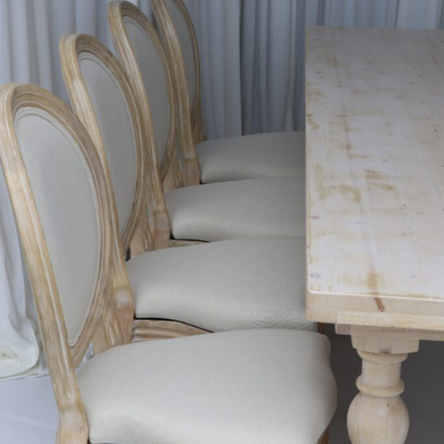 Louis XIV Stonewash Wood & Fabric Chair