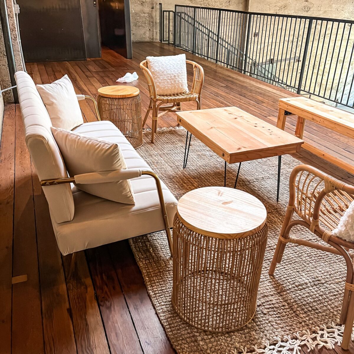 Honey Rattan Side Table