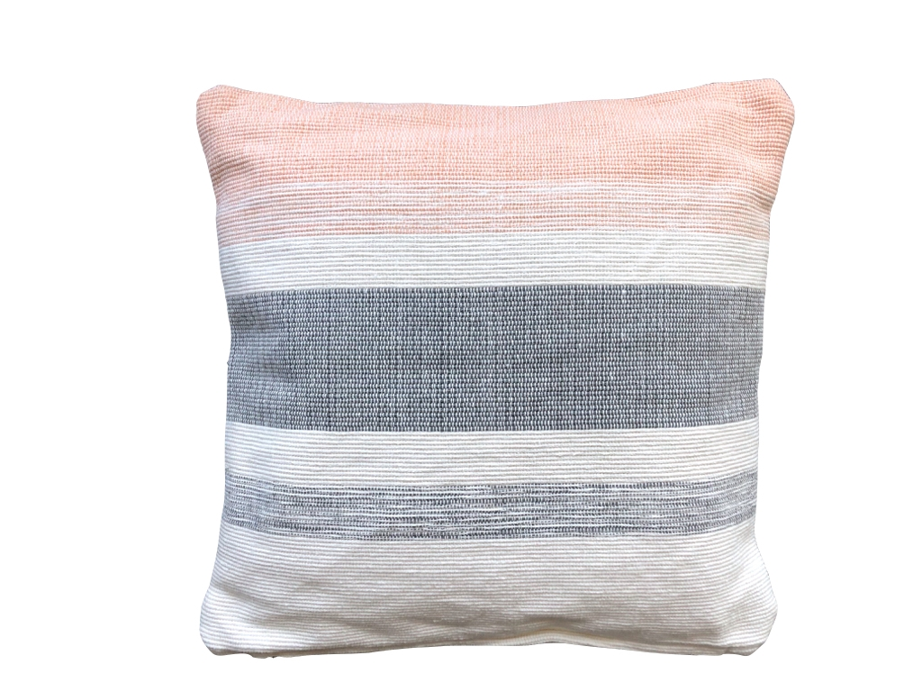 Grey, Pink & White Striped Pillows