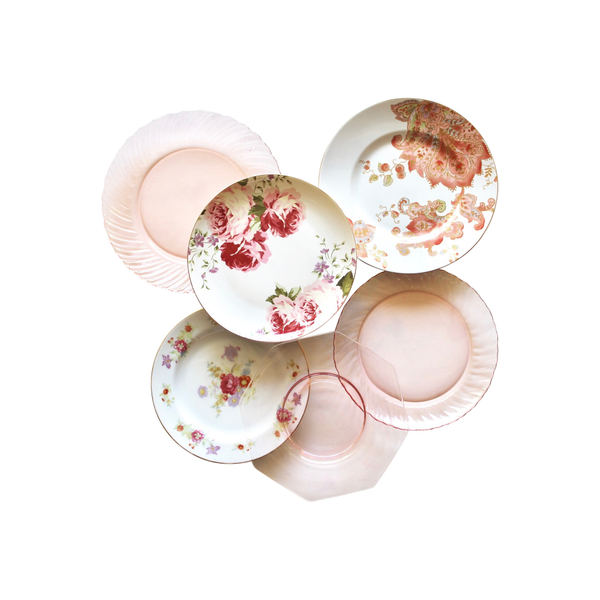 Pink Vintage China Plates - Dinner