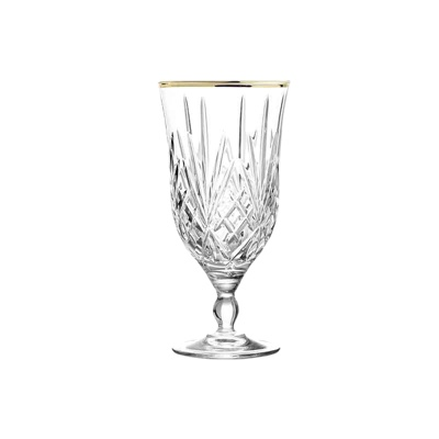 Gold Rimmed Crystal-Cut Water Goblet