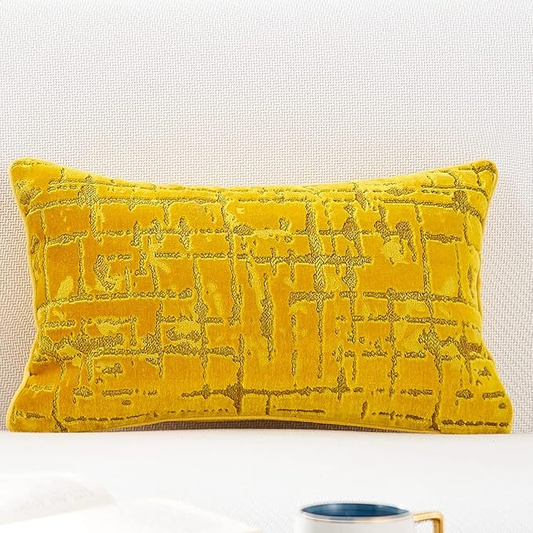 Yellow Geo Plaid Lumbar Pillows