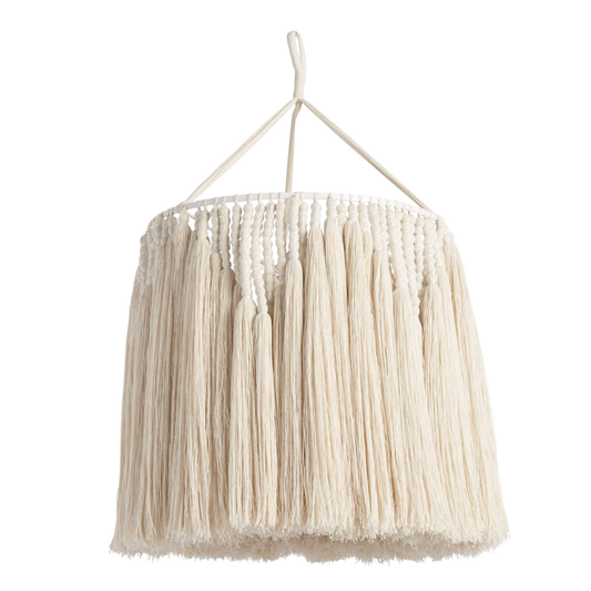 White Macrame Pendant Shade