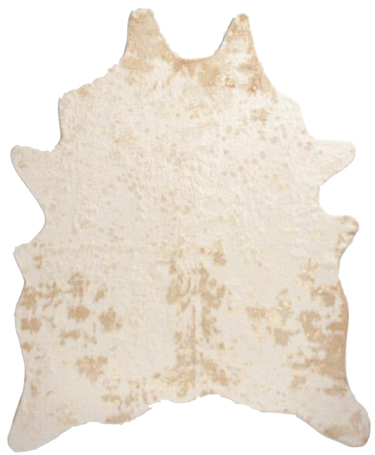 White and Gold Cowhide Fur Rug