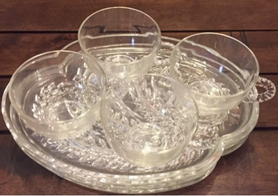 Clear Glass Vintage Cup & Plate Set