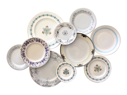Blue Vintage China Plates - Lunch / Salad